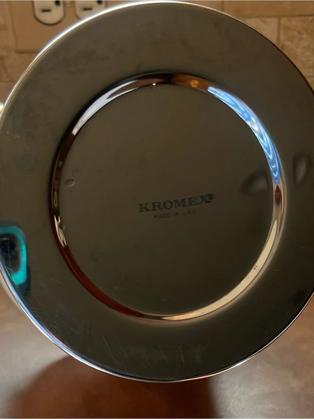 Kromex Vintage Copper and stainless Ice Bucket with Wood Knob